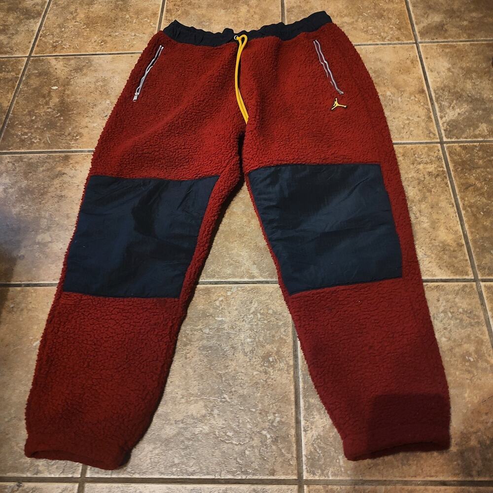 Jordan Red Fleece Pants Size L Large Sweatpants Vintage